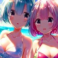 海で遊ぶレム＆ラム 6枚目