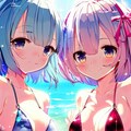 海で遊ぶレム＆ラム 9枚目
