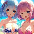 海で遊ぶレム＆ラム 5枚目