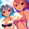 海で遊ぶレム＆ラム 12枚目