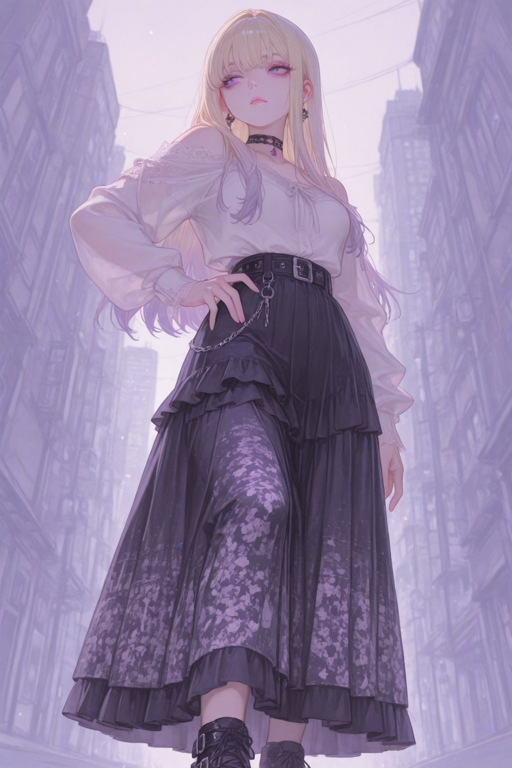 Punk Style Layered Long Skirt