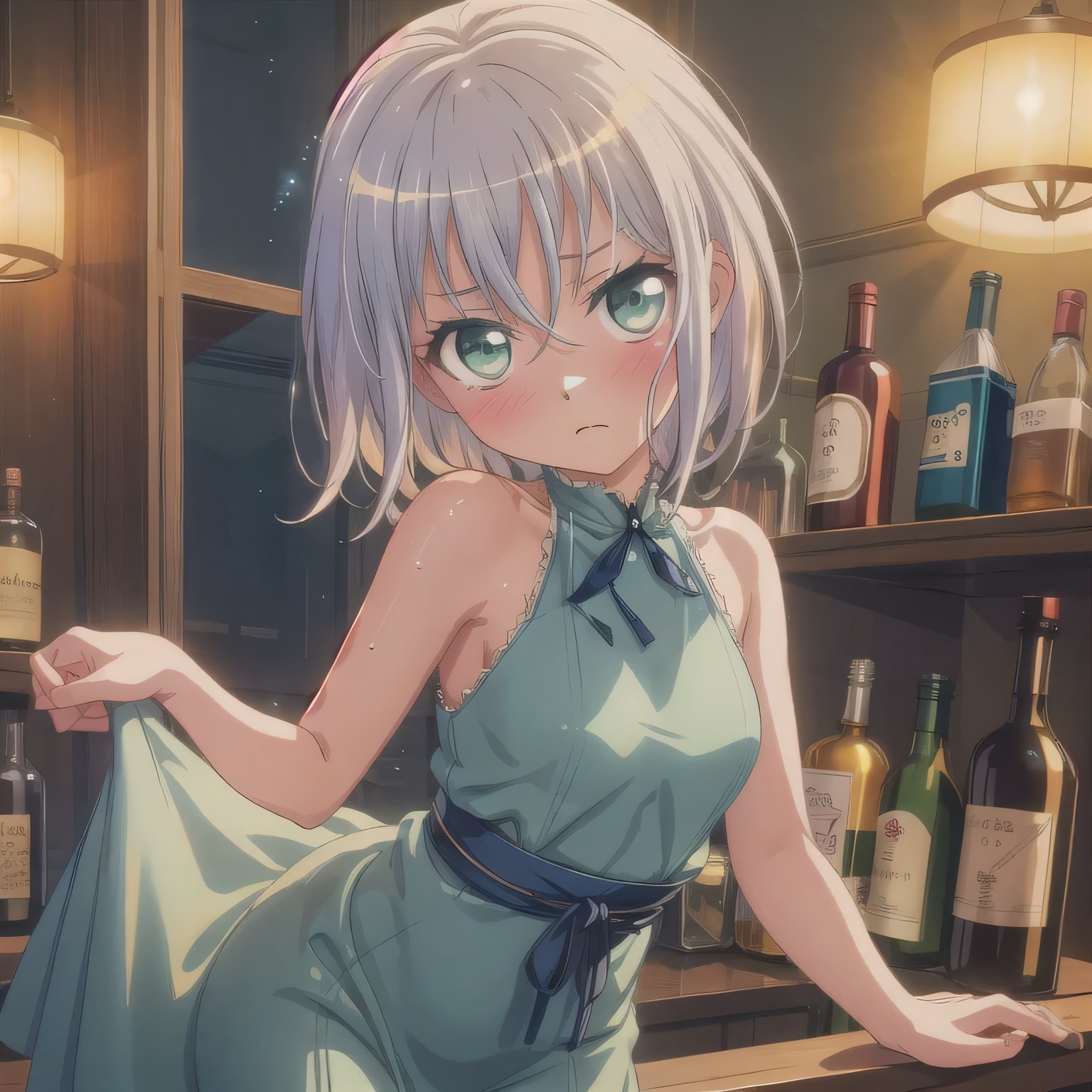 灰髪ボブで酒場の少女 | の人気AIイラスト・グラビア