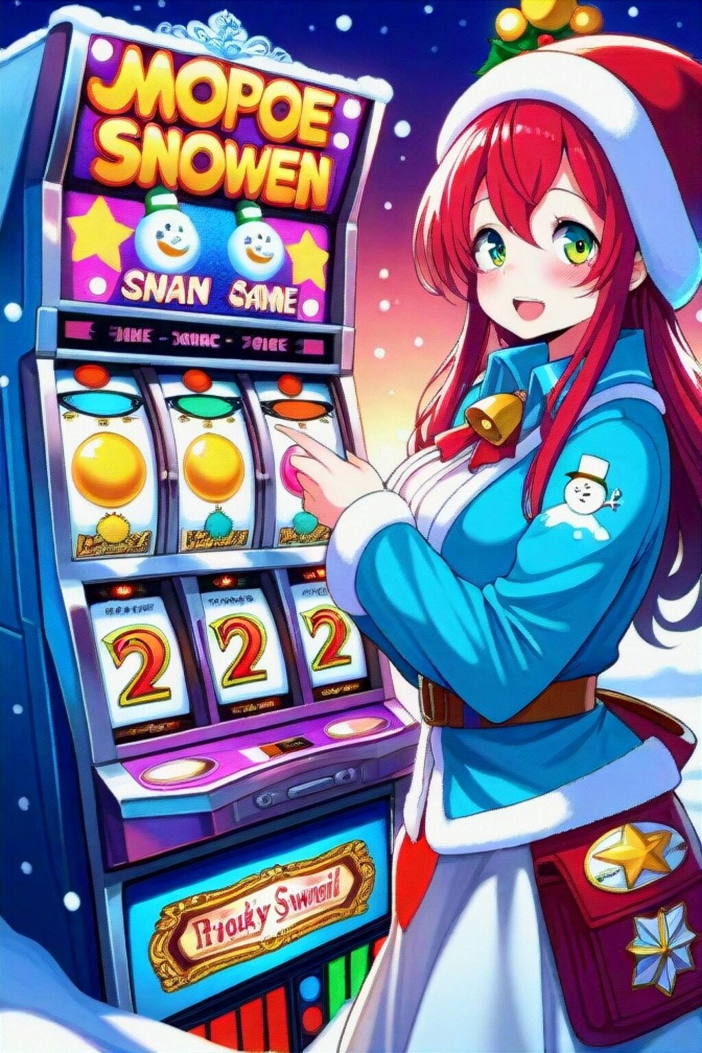 雪と赤髪とスロットマシーン