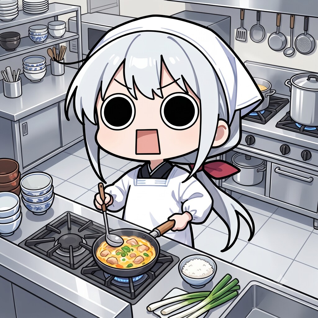 親子丼を作るえらいこっちゃ嬢