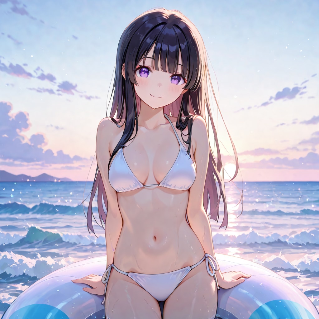 浮き輪に乗る凛ちゃん