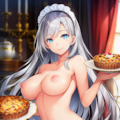 裸ニーソのメイドとチェリーパイ 2枚目
