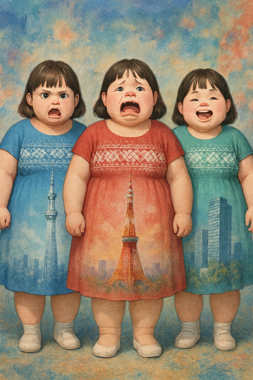 ワンピースに二重露光する光景