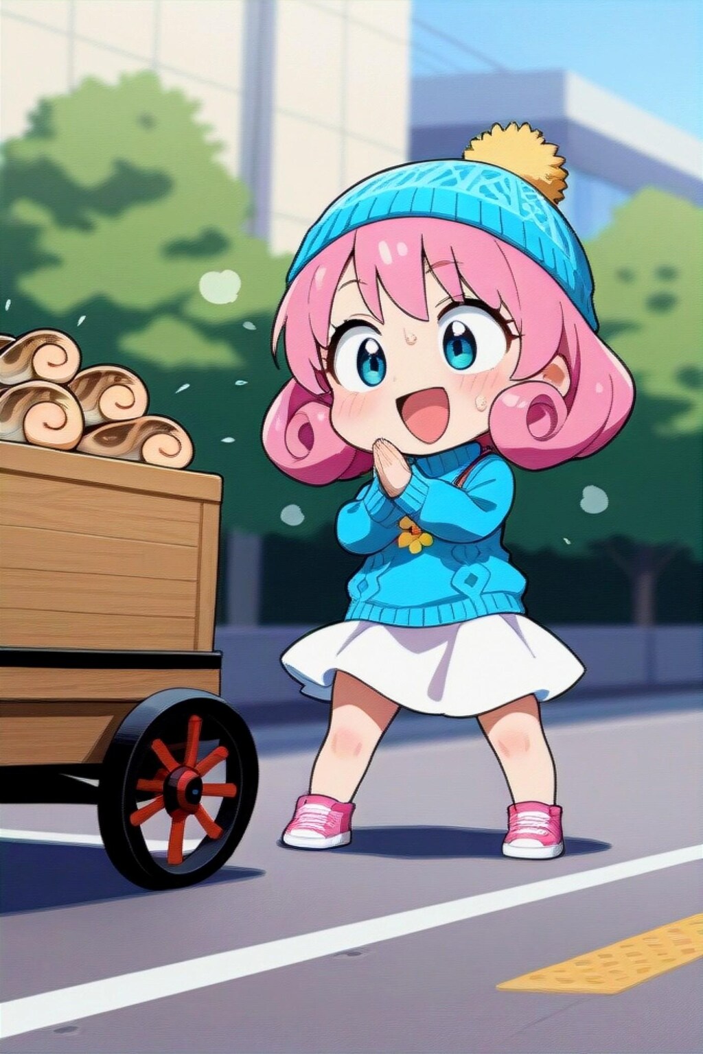 頑張るピンク髪ちゃん