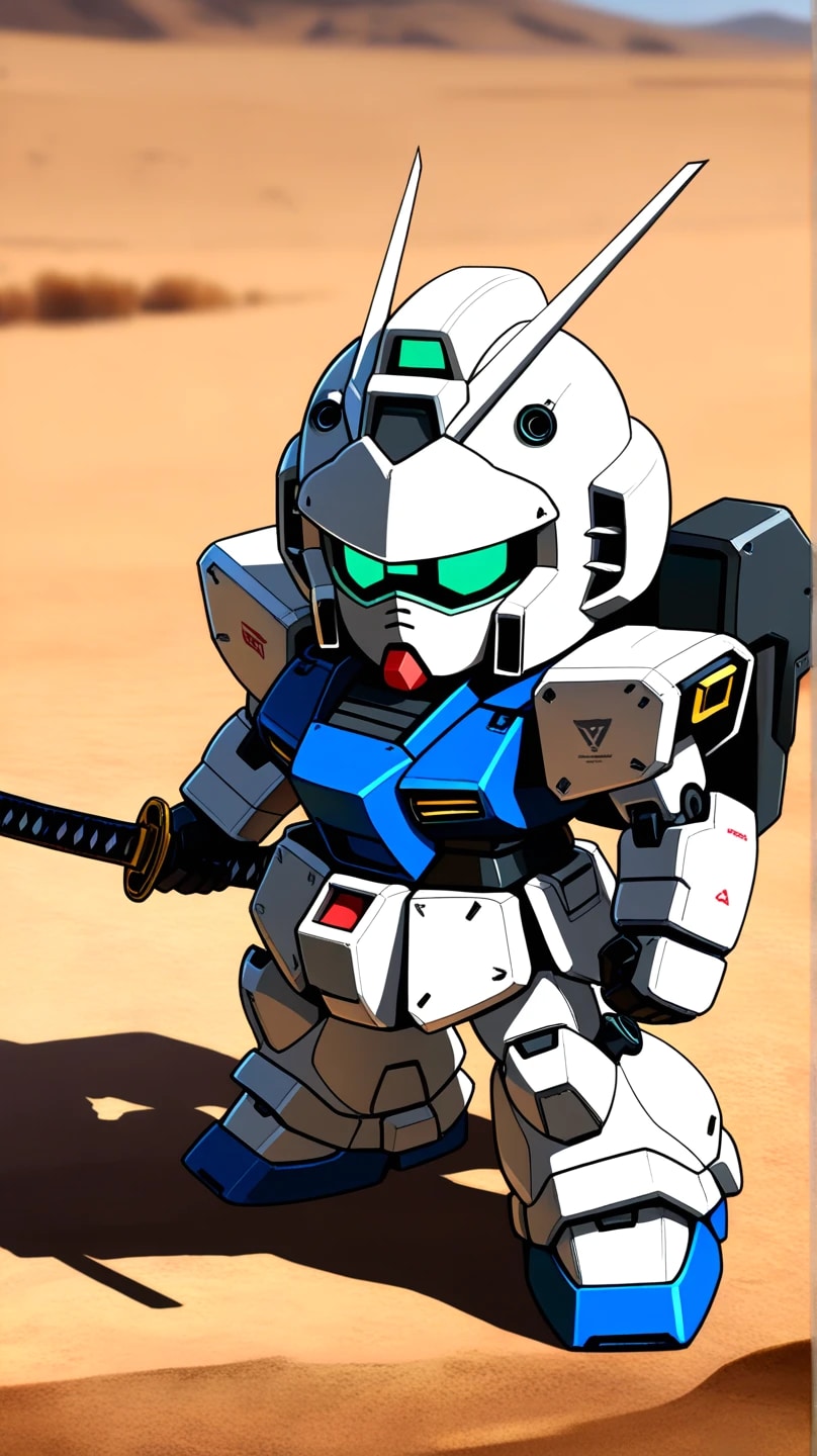 ある日突然、砂漠に二頭身ロボット登場。 | の人気AIイラスト・グラビア