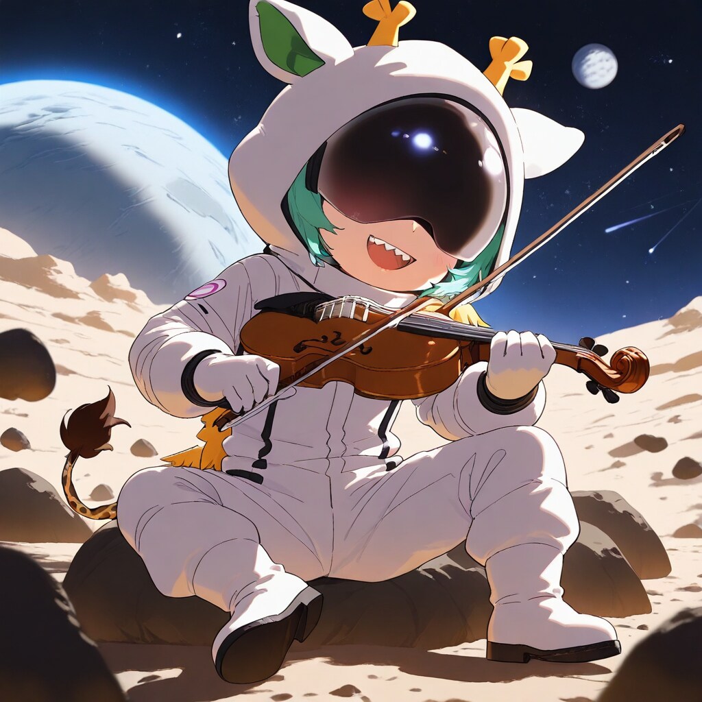 月を奏でるキリン宇宙服ちび子ちゃん