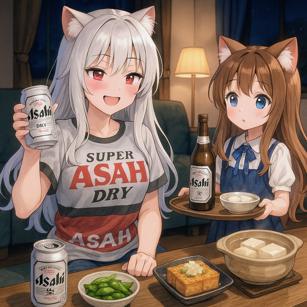 晩酌へべれけお姉さんと小さな女の子