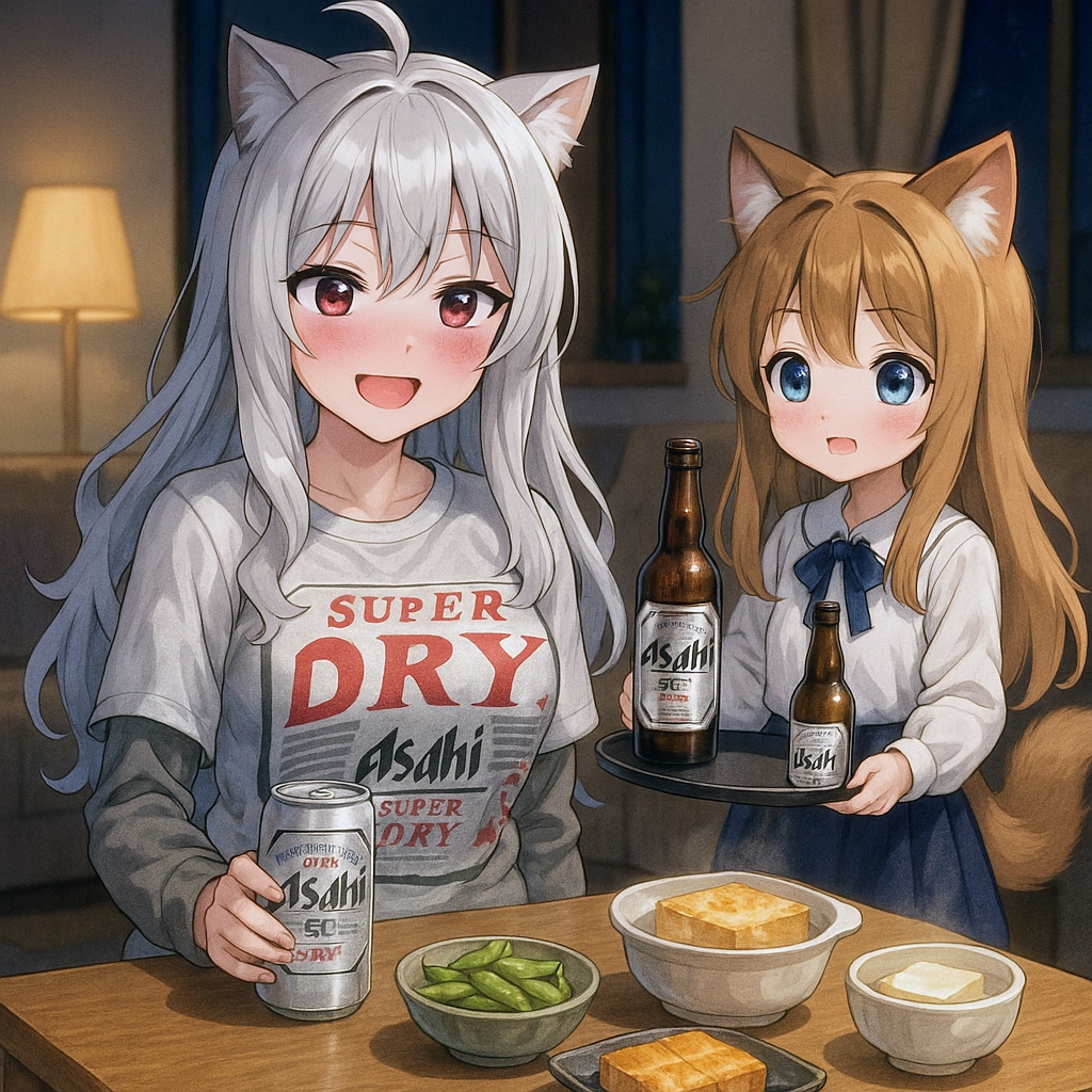 晩酌へべれけお姉さんと小さな女の子