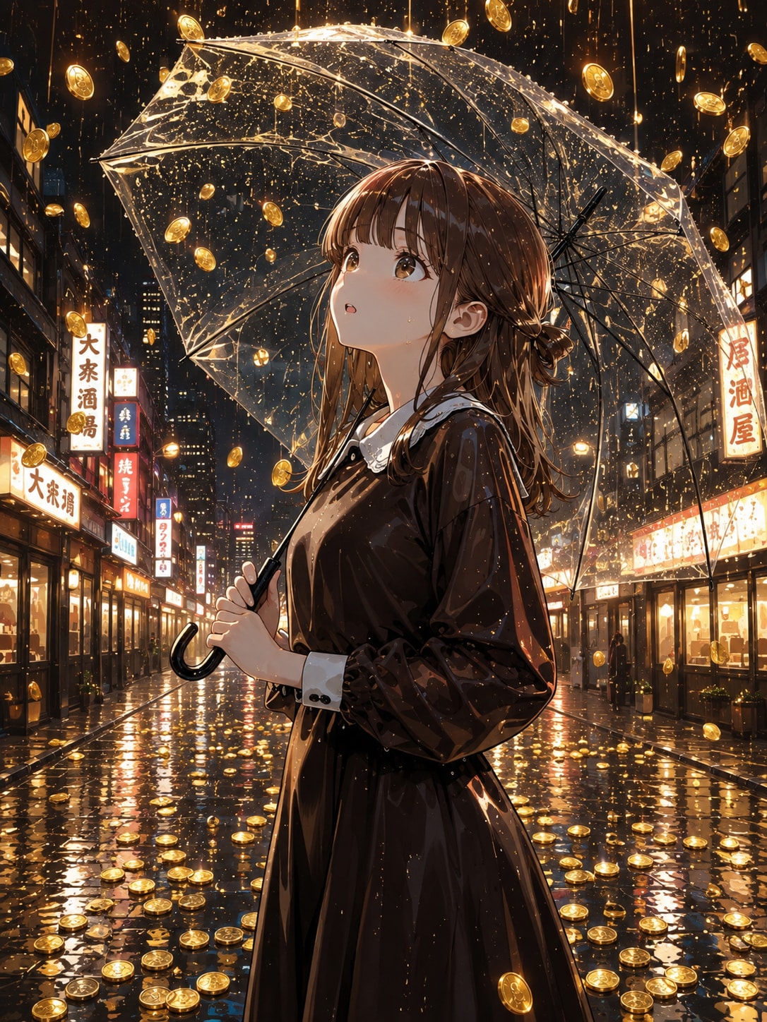 本日の天気―雨、ときどき金貨。 | の人気AIイラスト・グラビア