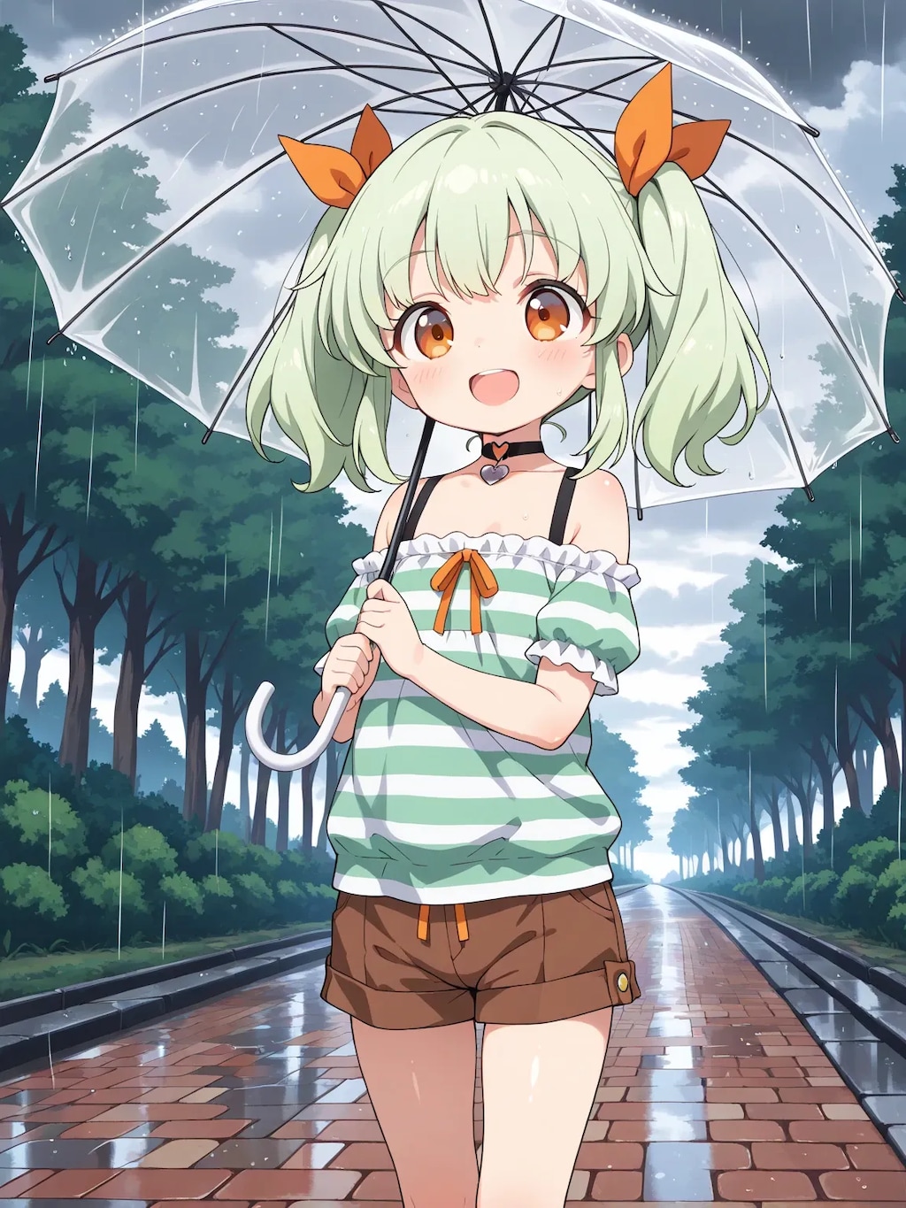 雨の日のお散歩・りおちゃん
