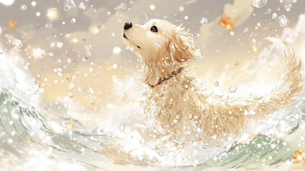 犬と飛沫(しぶき)