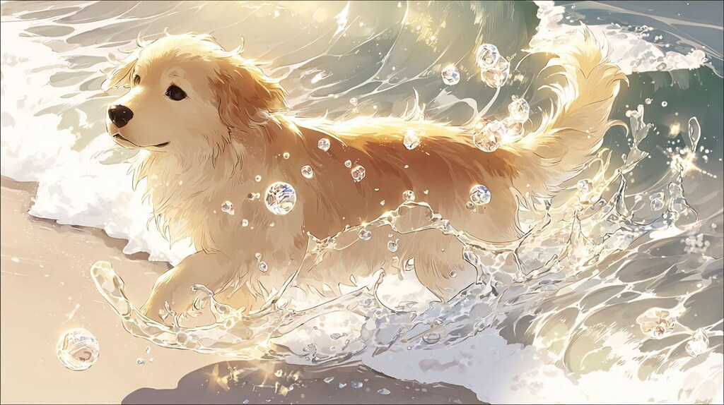 犬と飛沫(しぶき)