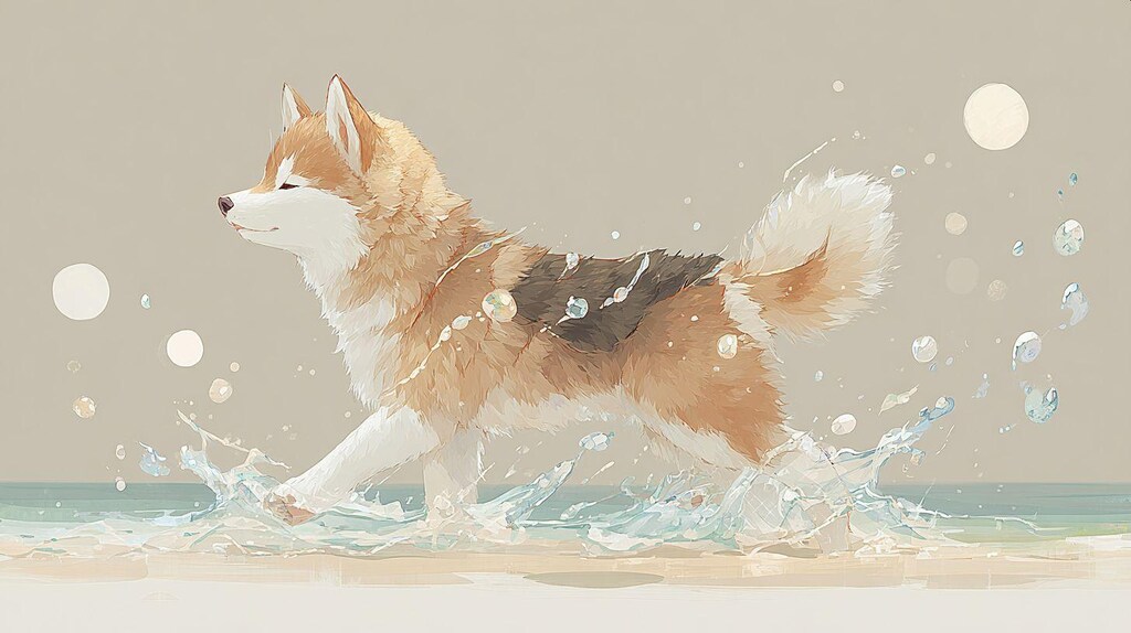 犬と飛沫(しぶき)