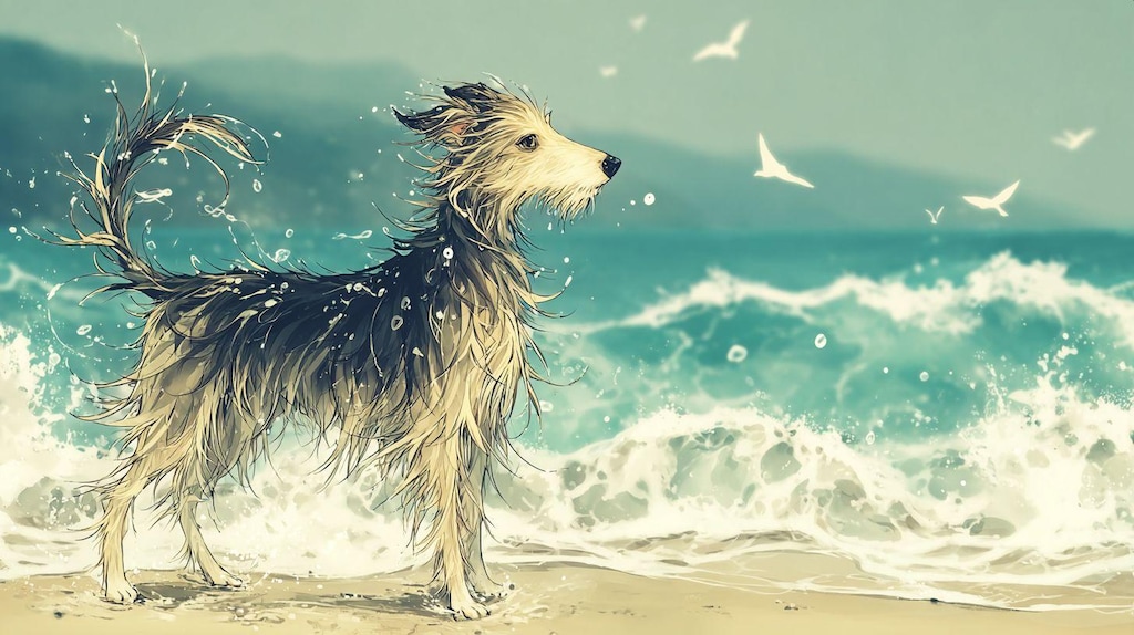 犬と飛沫(しぶき)