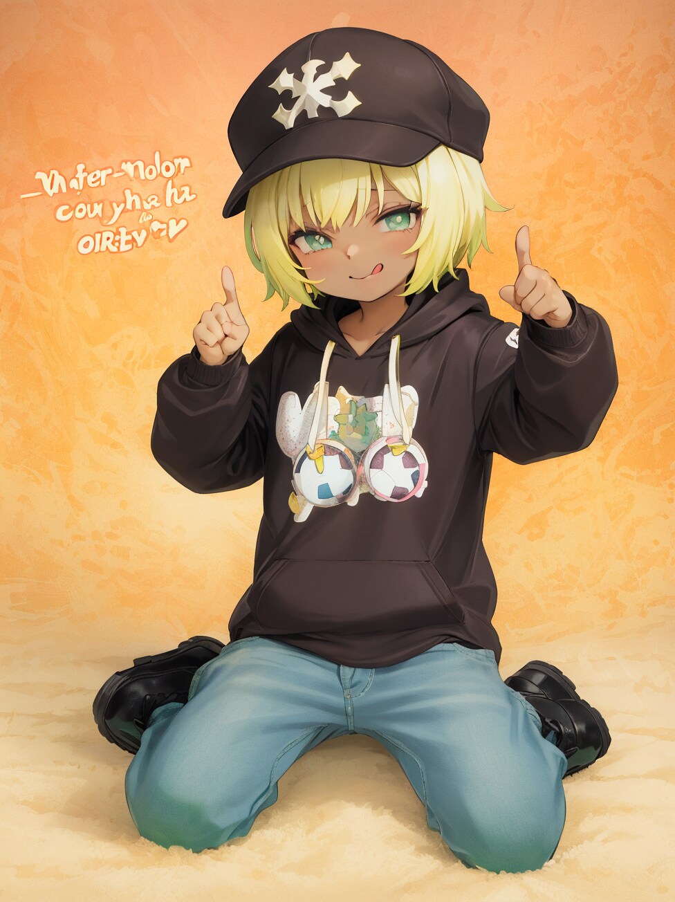 パーカーとスポーツキャップの女の子２ | の人気AIイラスト・グラビア