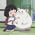 でかねずみを抱く少女（アニメ風） 2枚目