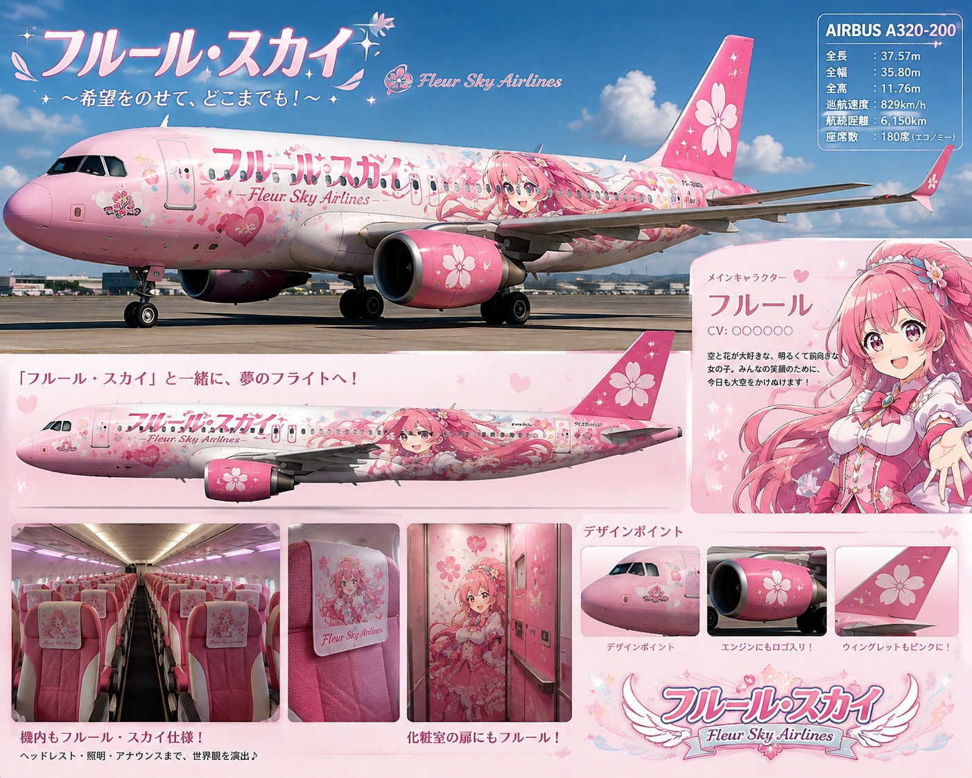 架空キャラでラッピング飛行機（痛飛行機） | の人気AIイラスト・グラビア