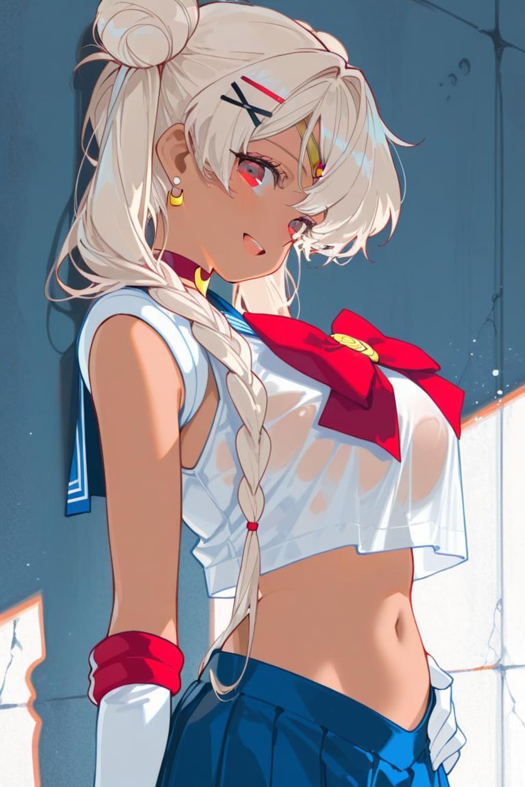 セーラー戦士コスプレ(へそ出し)