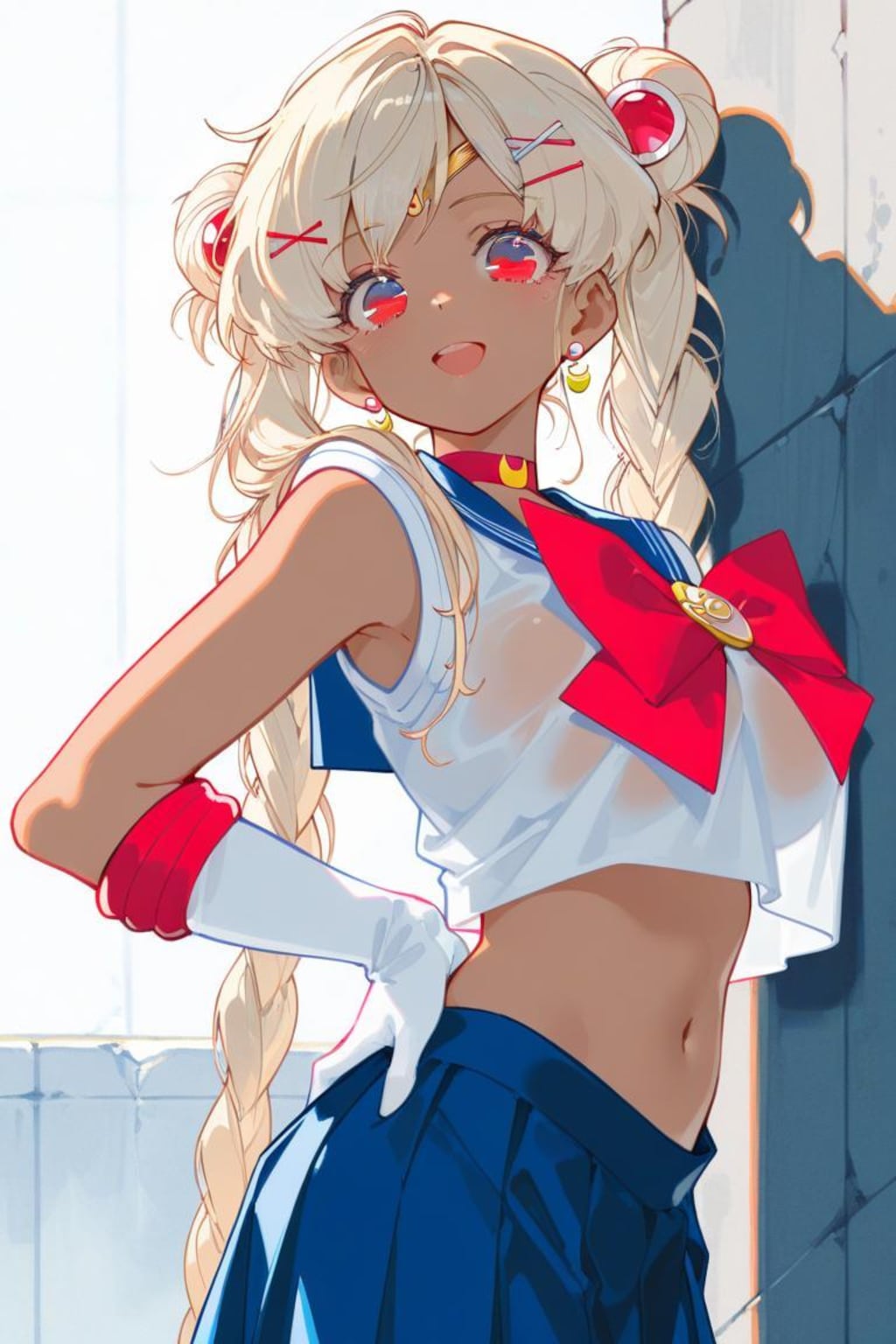 セーラー戦士コスプレ(へそ出し)