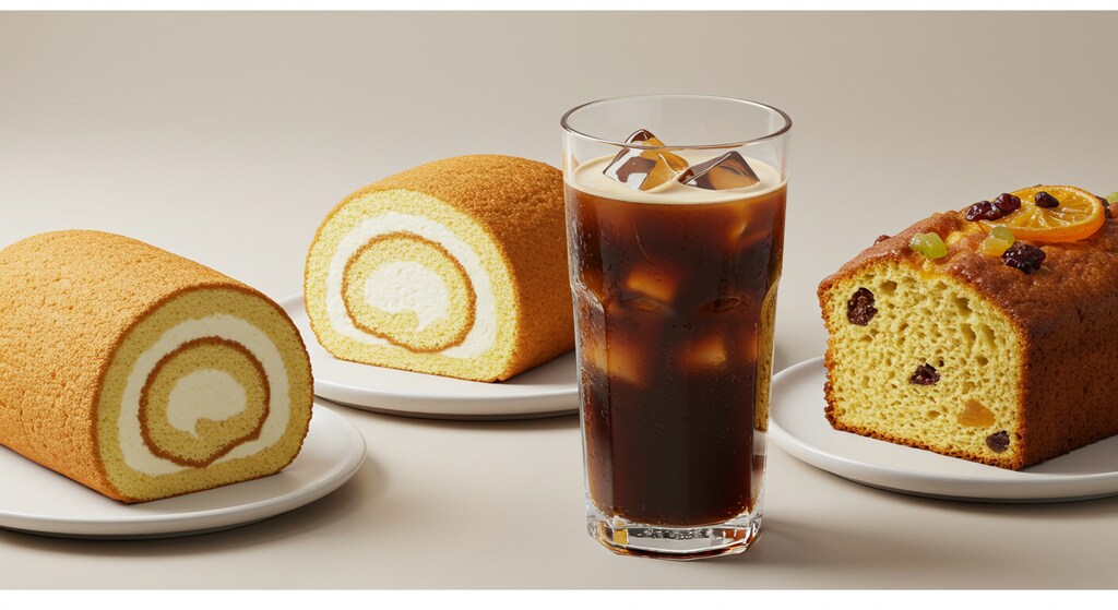 デザートのロールケーキとフルーツパウンドケーキのセット