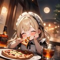お月見と  酒とおピッツァ  メイドちゃん 3枚目