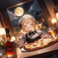 お月見と  酒とおピッツァ  メイドちゃん 2枚目
