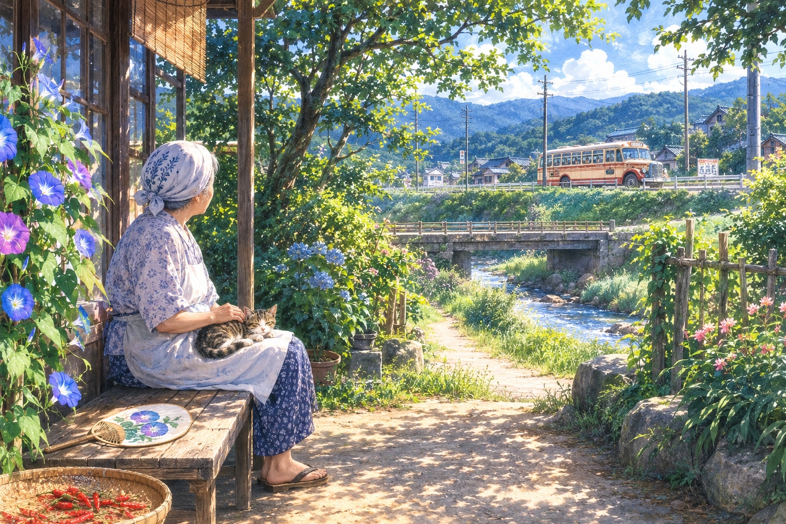朝顔と唐辛子