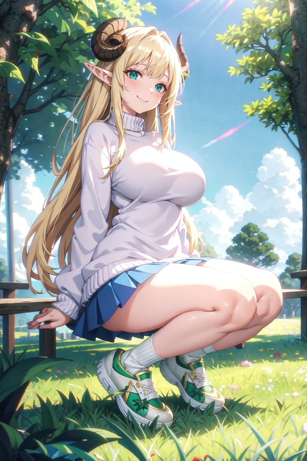 羊の角を生やして