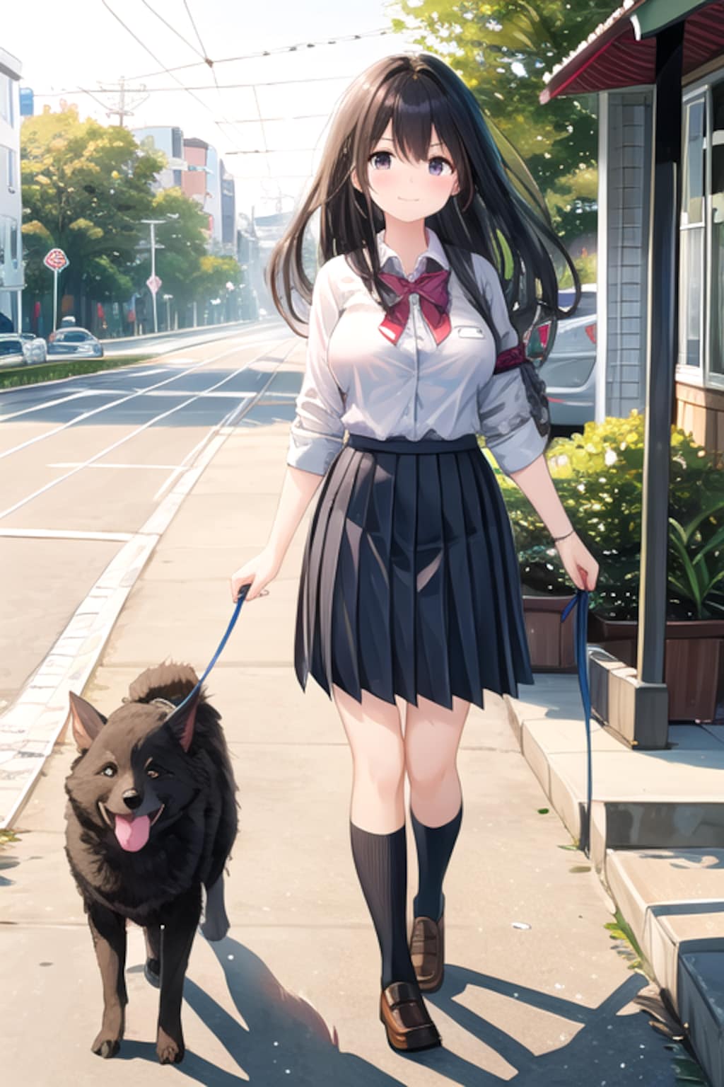犬の散歩をする女の子１１