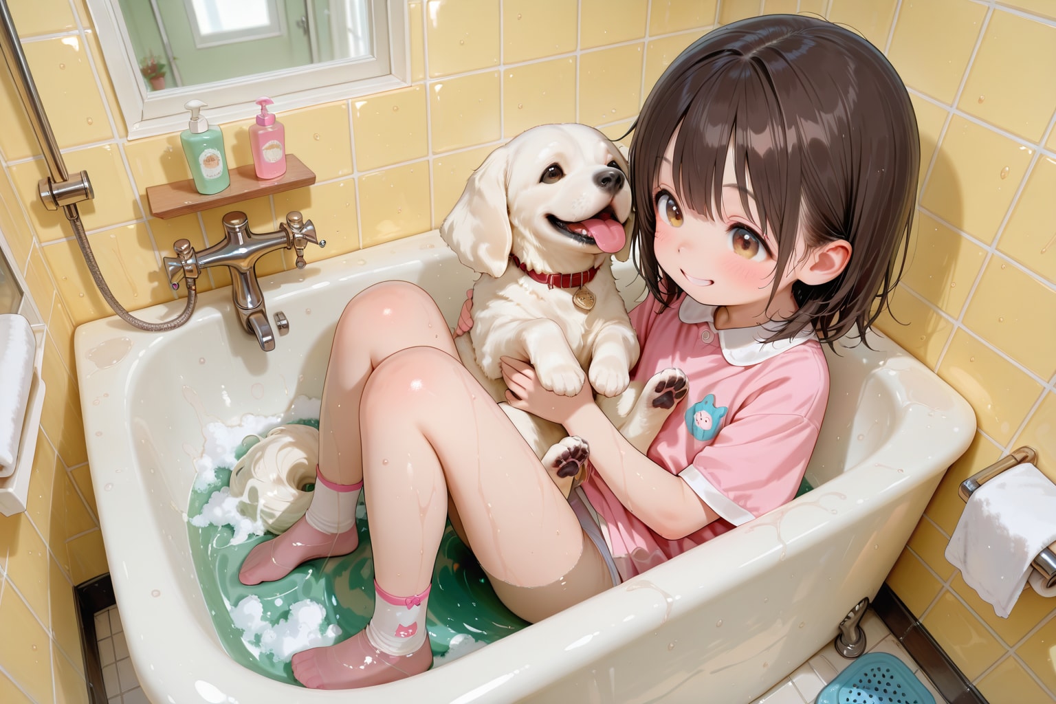 シャンプー中に暴れるから～💦 | の人気AIイラスト・グラビア