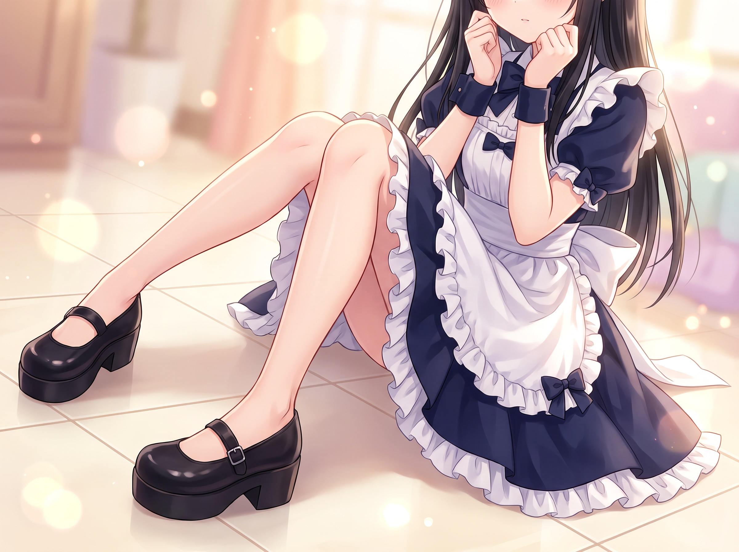 紺白給仕の少女 | の人気AIイラスト・グラビア