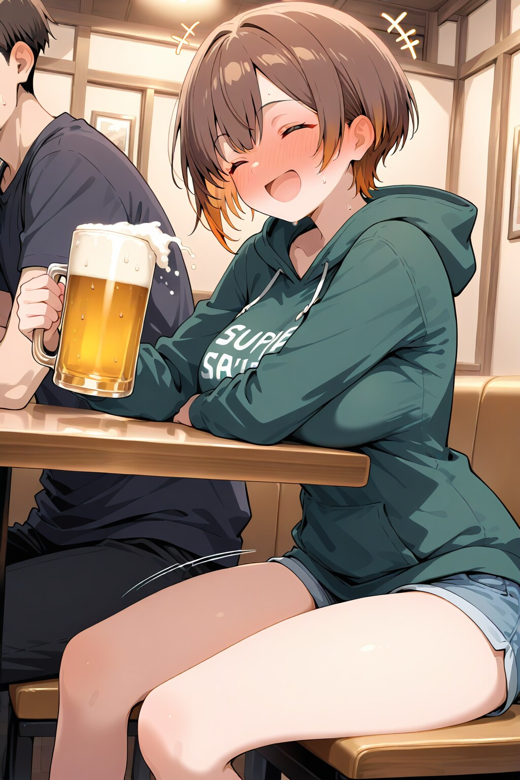 375 忘年会開始早々真っ赤になるボーイッシュ | の人気AIイラスト・グラビア