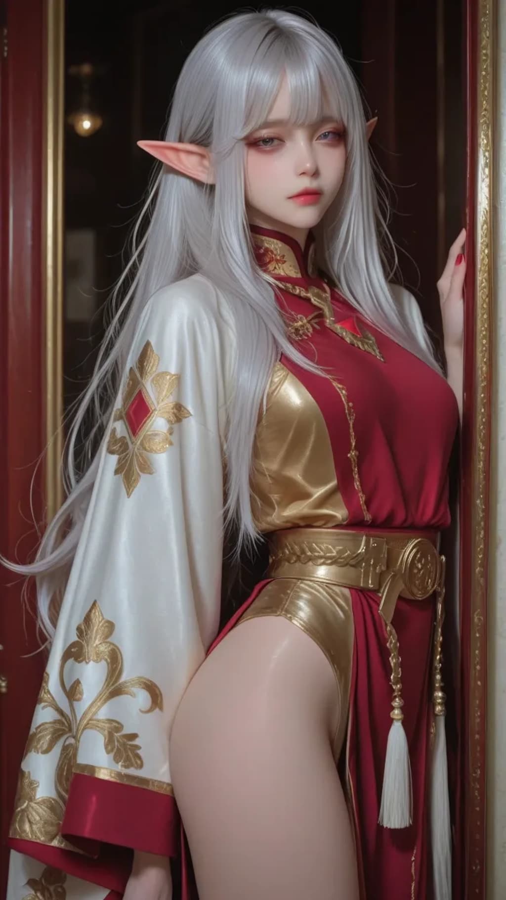 銀髪エルフ美女