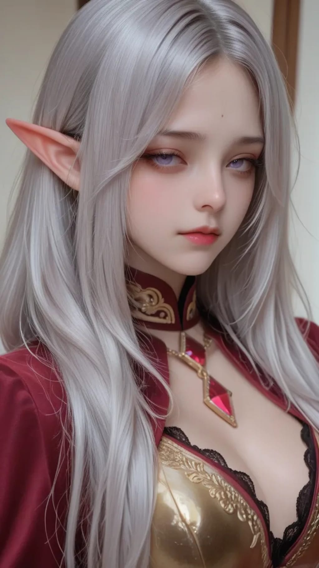 銀髪エルフ美女