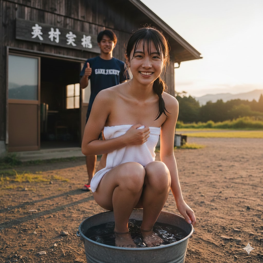 陸上部女子のアイシングタイム