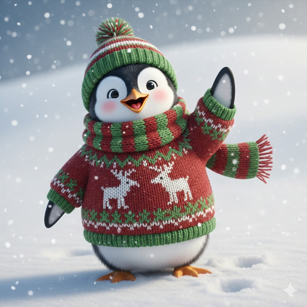 服を着たペンギン