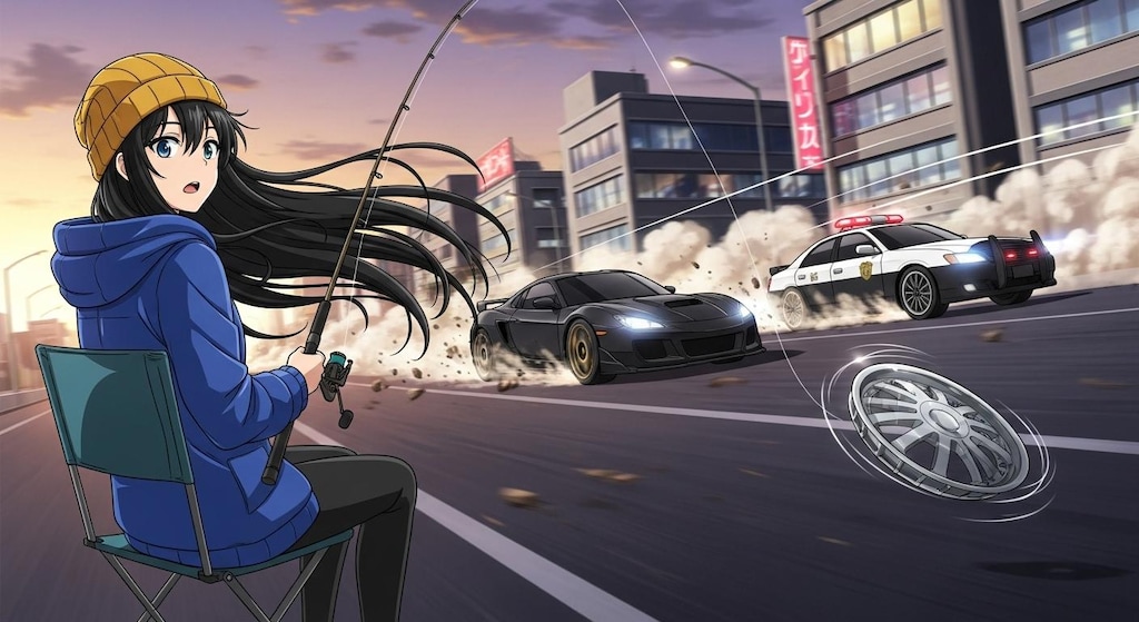 カーチェイスシーンで釣り