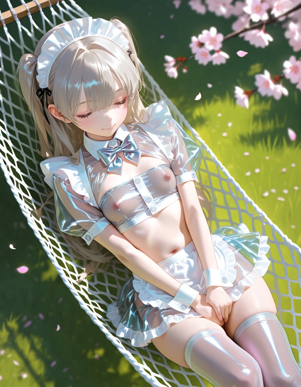 ハンモックで寝るメイドさん2