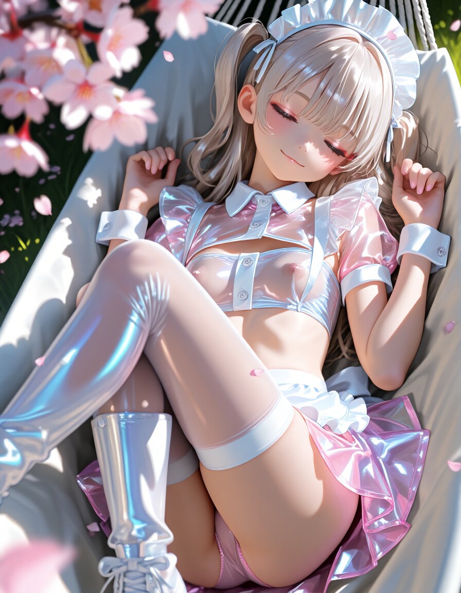 ハンモックで寝るメイドさん2
