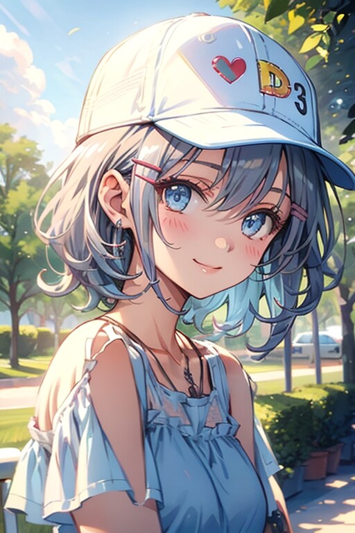 白いキャップの彼女