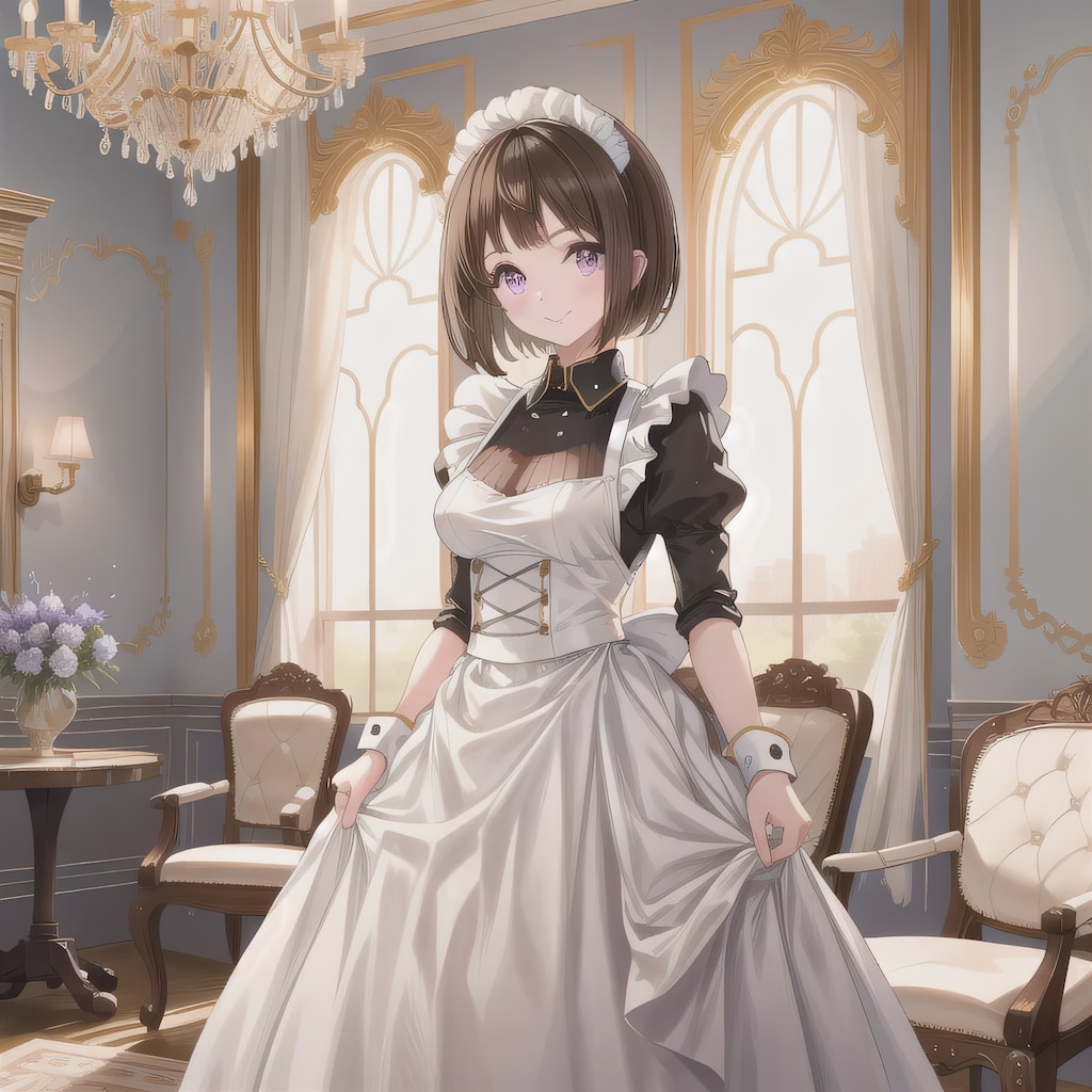 黒髪ボブでメイド服の少女７