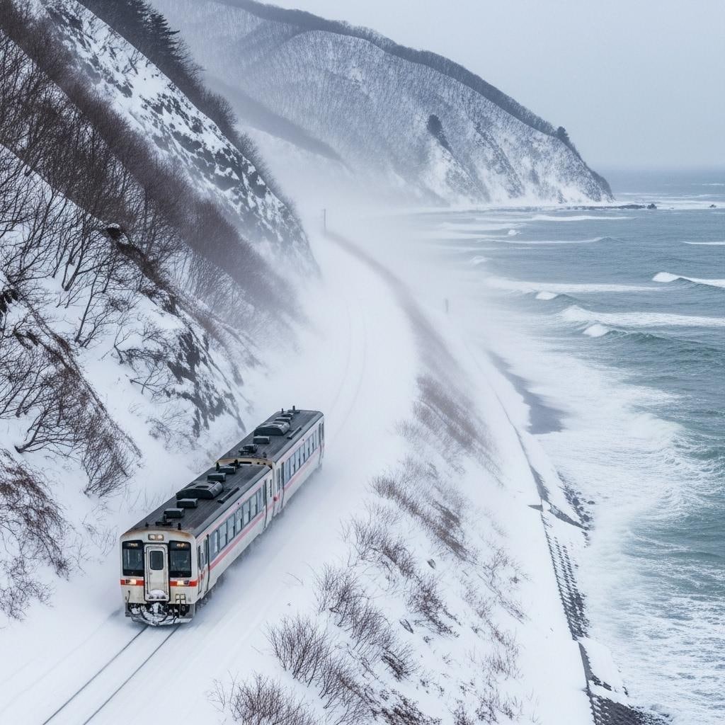 冬のオホーツク海沿岸を行く