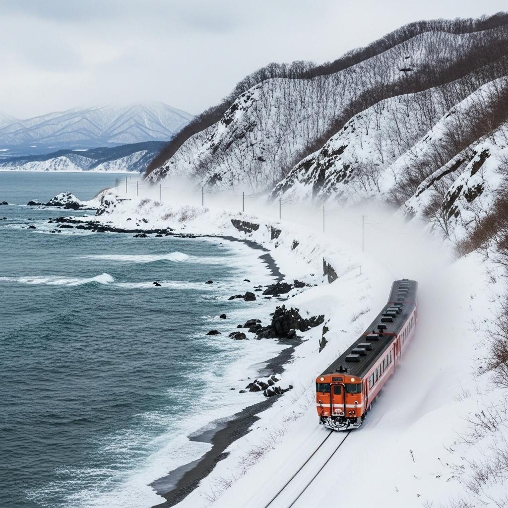 冬のオホーツク海沿岸を行く
