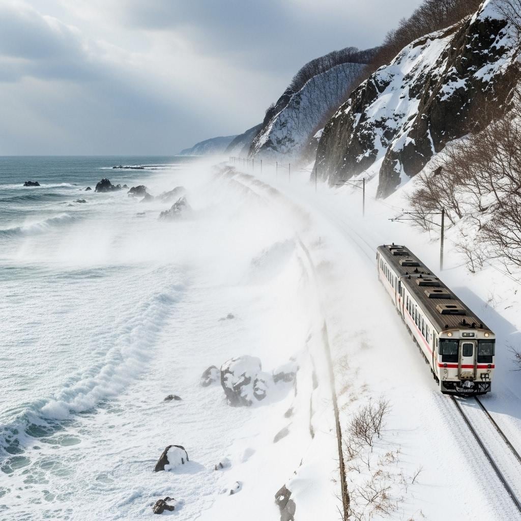 冬のオホーツク海沿岸を行く