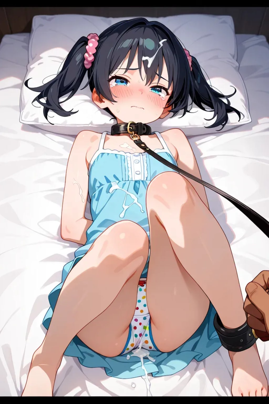 拘束して前からも後ろからもぶっかけ。