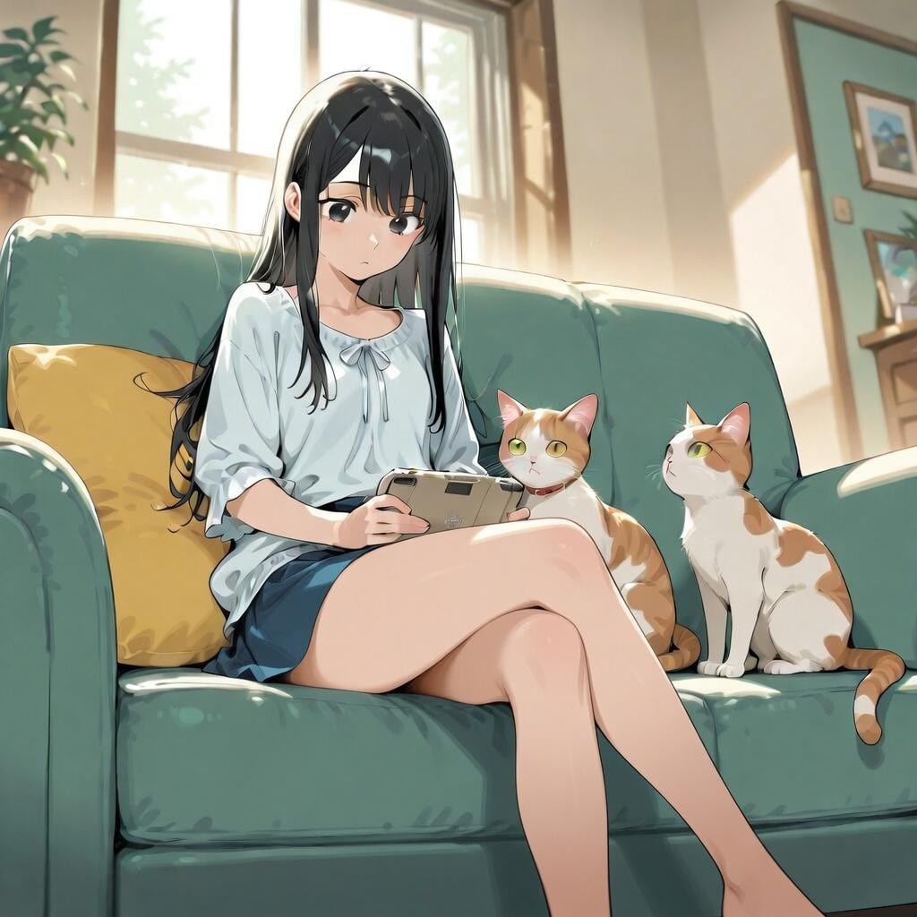 Cat and girl